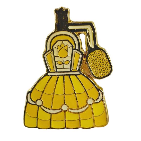 Disney Loungefly Belle Perfume Pin Yellow Stained Glass Enamel - Picture 1 of 8